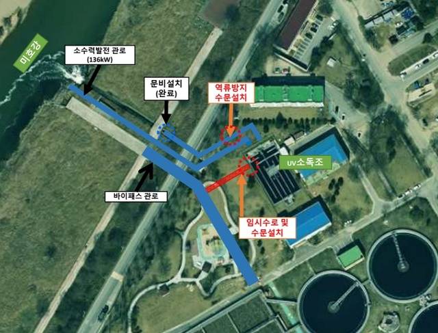 ▲ 청주공공하수처리시설 역류방지 수문 설치공사 예정도. /청주시 제공