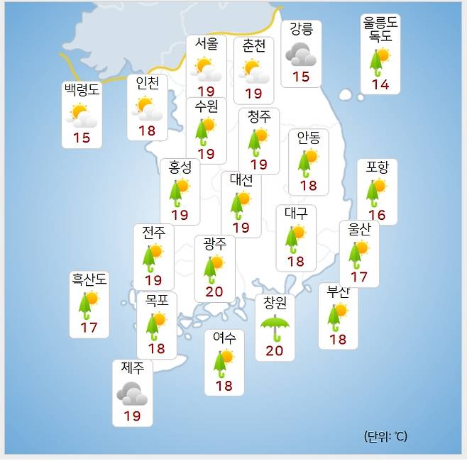 ⓒ기상청: 내일(6일) 오후 날씨