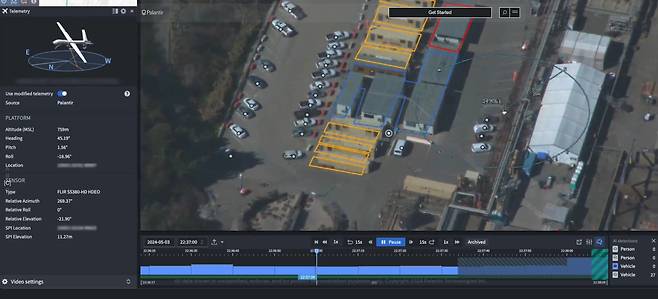 팔란티어의 고담(Gotham) 소프트웨어를 이용해 영상을 분석하는 모습. /팔란티어 제공