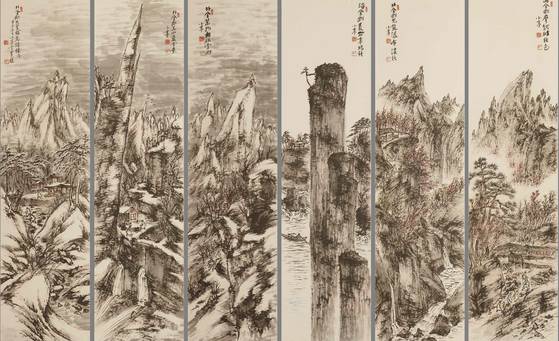 겸재정선미술관은 개관 16주년을 맞이해 겸재 진경산수화에 주로 다뤄진 금강산을 주제로 한 기획전 ‘아! 금강산, 수수만년 아름다운’을 연다. 근현대 화가들을 중심으로 한 2부에 전시된 변관식의 ‘금강사계’(인주문화재단)는 총 6폭으로 구성된 산수화로 금강산의 사계절을 담았다.