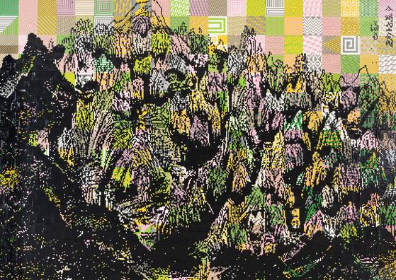 레고블록으로 겸재 정선의 ‘금강내산도’를 따라 만든 황인기의 ‘오래된 바람’은 디지털 산수화의 전형을 보여준다.