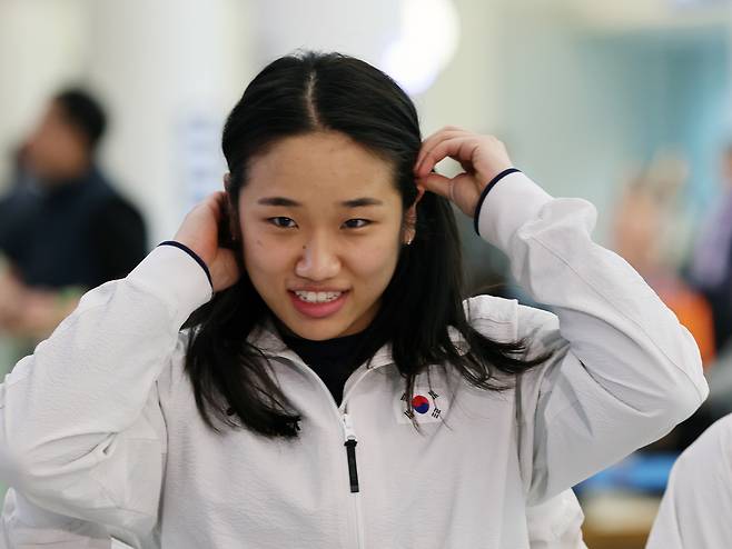 수디르만컵을 마치고 5일 귀국한 배드민턴 국가대표 안세영. [뉴스1]