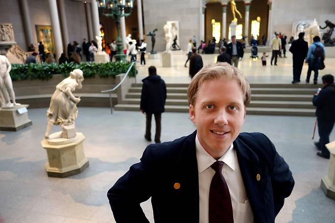 Patrick Bringley at Metropolitan Museum of Art in New York when he worked as a security guard (Credit: Ross White)
