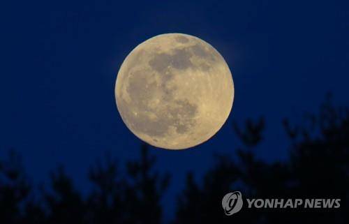 음력 기해년 섣달 보름달  (서산=연합뉴스) 김연수 기자 = 설을 보름 앞둔 10일 오후 충남 서산시 부석면 야산에 음력 기해년 섣달 보름달이 뜨고 있다. 미세먼지가 많아 달이 노랗게 보이고 보름은 하루 지났지만 꽉 차 보인다. 
2020.1.10
    yskim88@yna.co.kr
