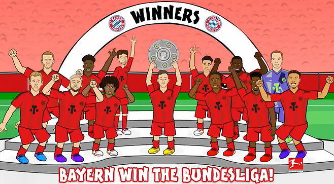 분데스리가 공식 유튜브 채널에 올라온 바이에른 뮌헨 우승 기념 영상. 김민재의 모습은 보이지 않는다. 캡쳐 | 분데스리가 유튜브