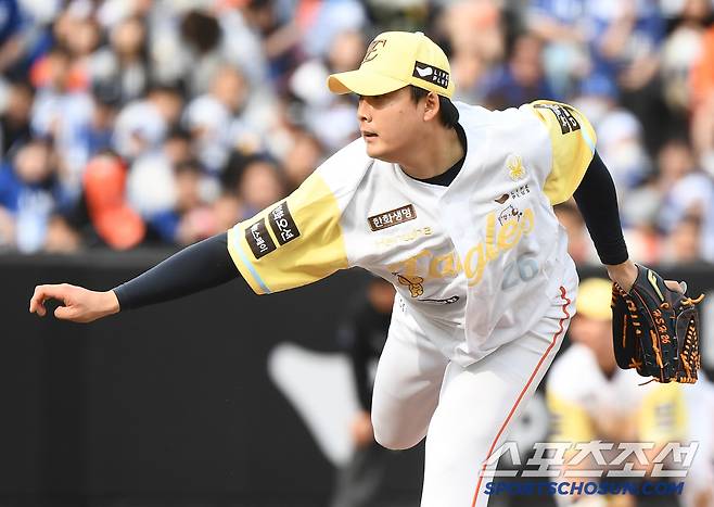 6일 대전 한화생명볼파크에서 열린 삼성-한화전. 9회초 마운드에 오른 한승혁이 투구하고 있다. 대전=정재근 기자 cjg@sportschosun.com/2025..5.6/