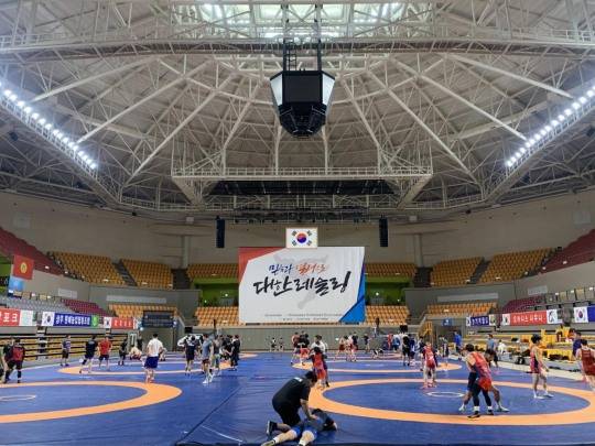 2024 레슬링 대표팀 합동 훈련 모습. 사진[연합뉴스]