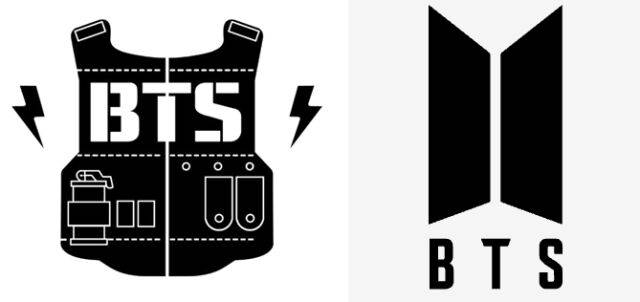 그룹 BTS 리뉴얼 전 로고(왼쪽), 리뉴얼 후 로고 / 하이브