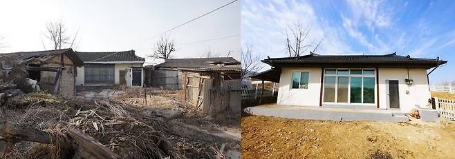 민관 합동 농촌 빈집 재생 프로젝트로 진행된 빈집 리모델링 전과 후 모습 [농림축산식품부 제공]
