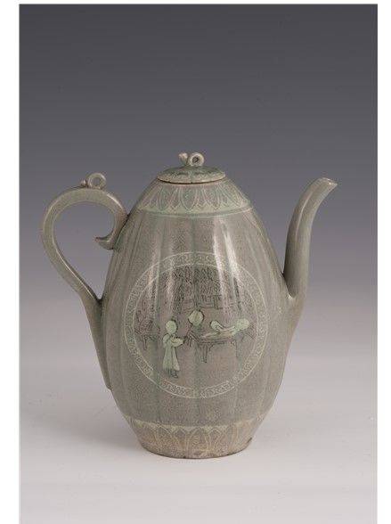 청자상감인물문과형주자. 고려시대, 23.5×4.7×8.5㎝ *재판매 및 DB 금지