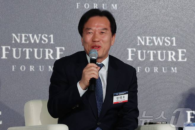 정태호 더불어민주당 의원이 7일 서울 여의도 페어몬트 호텔에서 열린 뉴스1 미래포럼에서 ‘대선 앞둔 극한 대립의 한국 정치, 회생방안’을 주제로 열린 토론에서 발언하고 있다. ‘트럼프 2.0과 新한국:위기 극복 해법 찾기’를 주제로 열린 이번 포럼은 뉴스1 주최로 열렸다. 2025.5.7/뉴스1 ⓒ News1 박세연 기자