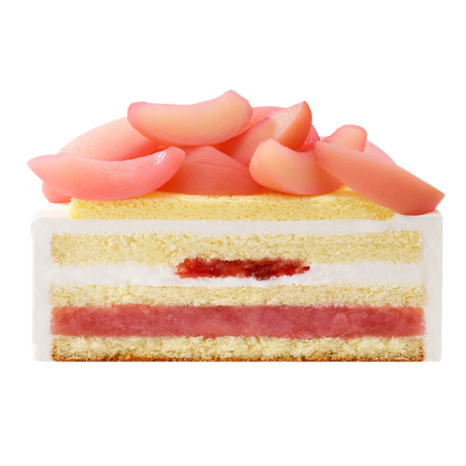 ‘피치생(복숭아 생크림 케이크)’ 단면 모습. <투썸플레이스>