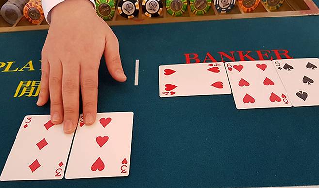 바카라 게임에서 딜러가 카드를 딜링하고 있다.(사진=뉴시스) *재판매 및 DB 금지