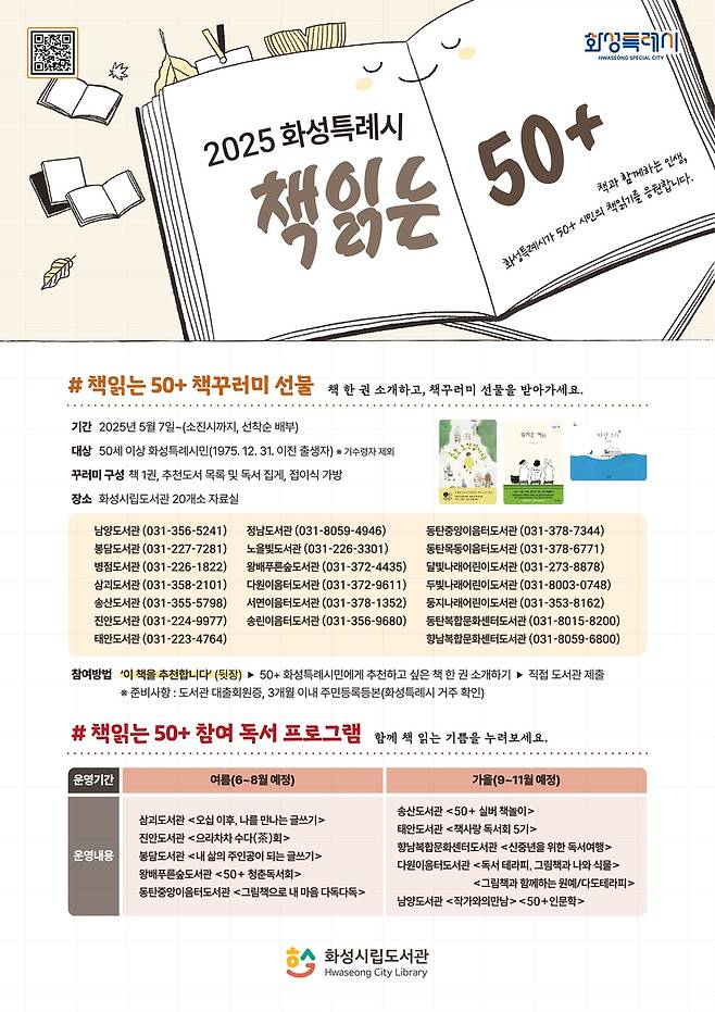 '책읽는50+' 포스터 [화성시 제공. 재판매 및 DB 금지]