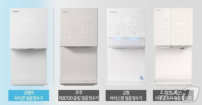 코웨이와 쿠쿠홈시스, 교원웰스, 청호나이스의 제품 이미지.(코웨이 제공)