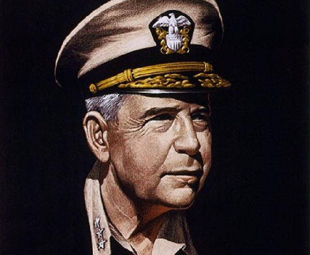 허버트 한이 그린 터너 조이 미 해군 제독의 초상화. 미 해군