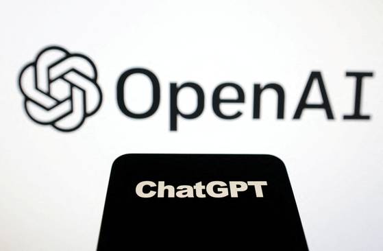 OpenAI and ChatGPT logos are seen in this illustration taken on Feb. 3, 2023. [REUTERS/YONHAP]