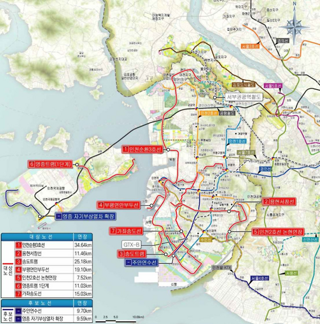 ▲ 제2차 인천 도시철도망 구축계획 선정 노선. /자료=인천시