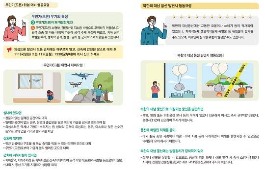 드론 및 대남풍선 대비 국민행동요령(행정안전부 제공)
