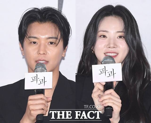 '파과' 연우진(왼쪽)은 수의사 강선생 역을, 신시아는 천부적인 킬러의 재능을 지닌 손톱 역을 맡아 관객들과 만나고 있다. /장윤석 기자