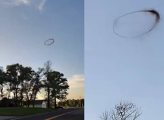 미국 캔자스주 상공에서 거대한 검은 고리 형태의 특이 현상이 목격됐다. /폭스웨더