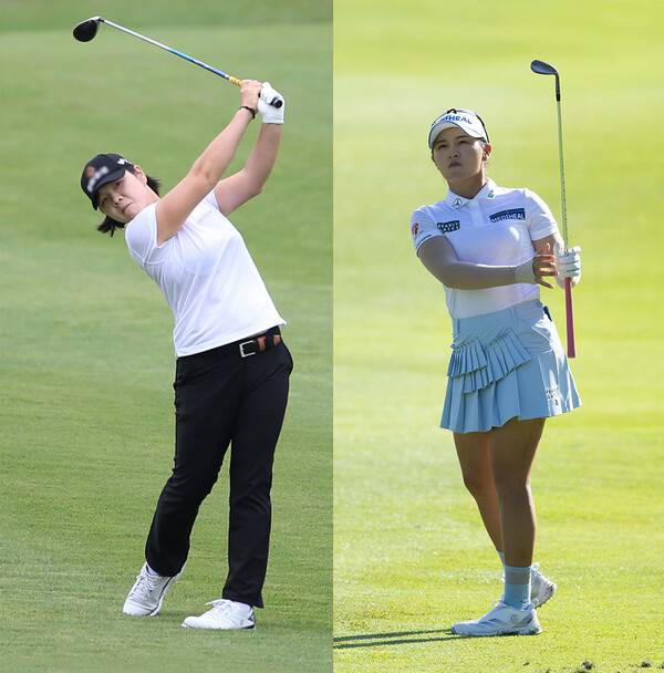 2025년 일본여자프로골프(JLPGA) 투어 메이저 대회 월드 레이디스 챔피언십 살롱파스컵에 출전한 이민영, 박현경 프로. 사진제공=KLPGA