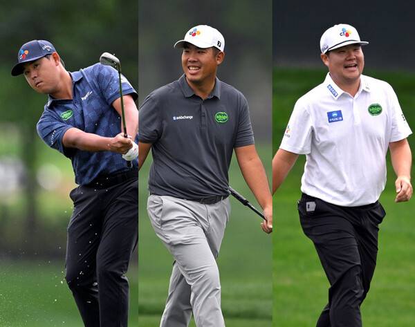 2025년 미국프로골프(PGA) 투어 시그니처 대회 트루이스트 챔피언십에 출전한 김시우, 안병훈, 임성재 프로. 사진제공=Getty Images for THE CJ CUP Byron Nelson