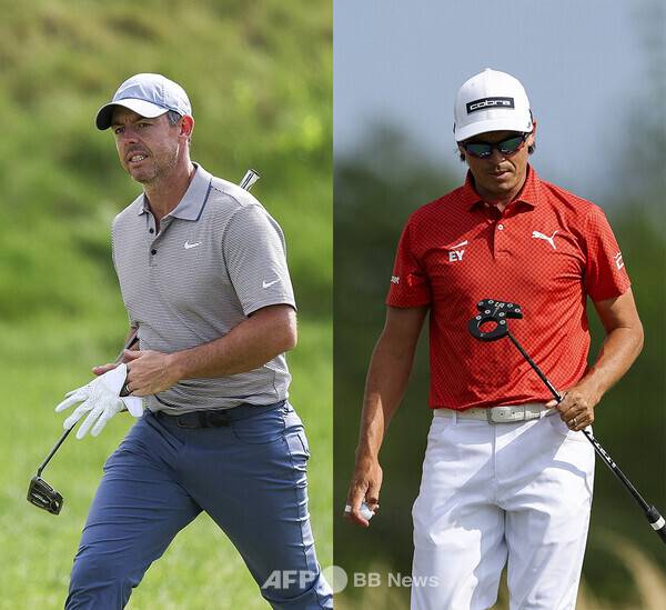 2025년 미국프로골프(PGA) 투어 시그니처 대회 트루이스트 챔피언십에 출전한 로리 맥길로이와 리키 파울러가 1라운드에서 경기하는 모습이다. 사진제공=ⓒAFPBBNews = News1