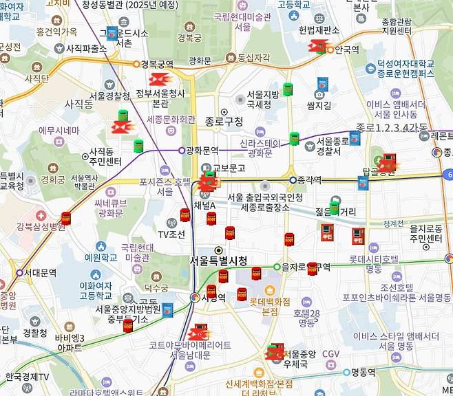 에코 우체통의 위치를 지도에 나타낸 모습 / 출처=인터넷 우체국