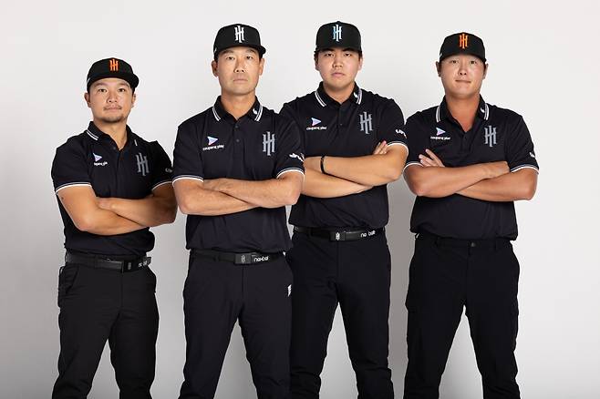 장유빈(왼쪽 세 번째)이 소속된 LIV골프 아이언헤드 팀. LIV골프