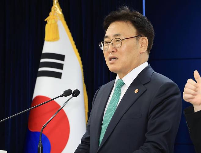 유상임 과학기술정보통신부 장관이 9일 서울 종로구 정부서울청사에서 과기정통부 핵심과제 추진현황 브리핑을 하고 있다. 연합뉴스