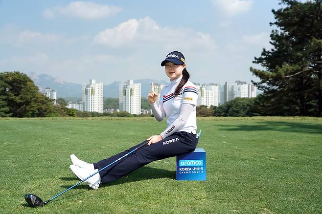 아람코 코리아 챔피언십에 출전하는 국가대표 최정원이 1번홀 티잉 그라운드에서 포즈를 취하고 있다. 박태성 골프전문사진기자