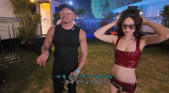 이종격투기 선수 겸 방송인 추성훈(왼쪽), 그룹 블랙핑크 멤버 제니가 코첼라에서 만났다. / 유튜브 채널 '추성훈'