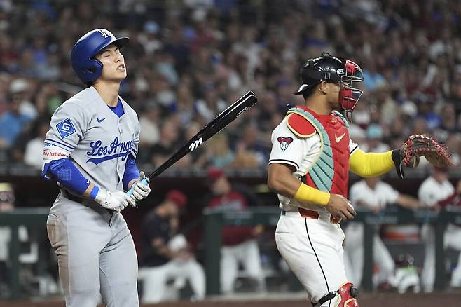 ▲ 삼진으로 아웃된 김혜성 ⓒ연합뉴스/AP