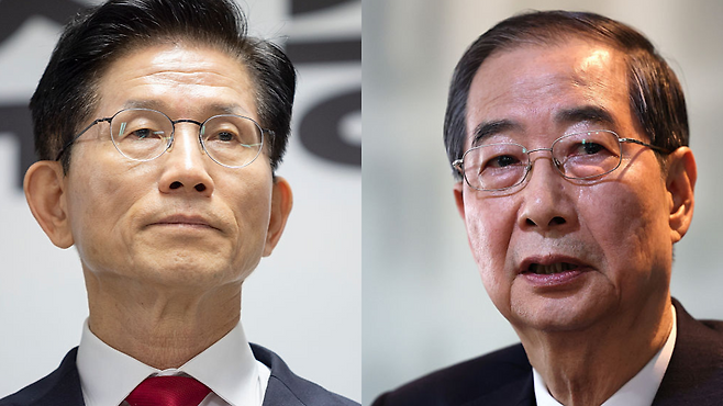 김문수 전 고용노동부 장관과 한덕수 전 국무총리