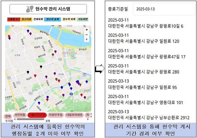 불법 현수막 관리 시스템 예시. /강남구 제공