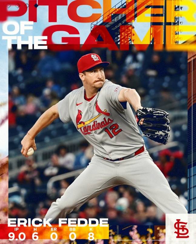 에릭 페디가 10일(한국시간) 미국 워싱턴 D.C. 내셔널스 파크에서 열린 2025 메이저리그 워싱턴전에서 9이닝 완봉승을 거뒀다. /사진=세인트루이스 카디널스 구단 공식 SNS 갈무리