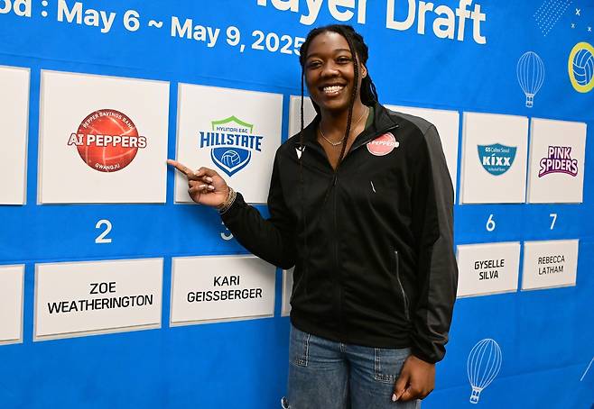 외국인 드래프트서 페퍼저축은행 지명을 받은 웨더링턴 [한국배구연맹 제공. 재판매 및 DB 금지]