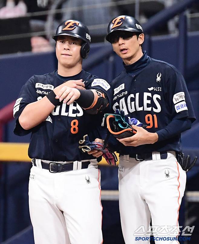 11일 고척돔에서 열린 KBO리그 키움과 한화의 경기. 5회 1타점 적시타 날린 노시환. 고척=송정헌 기자songs@sportschosun.com/2025.05.11/