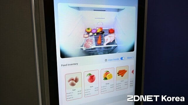 퀄컴 칩셋 기반으로 식재료 인식 기능을 구현한 냉장고. (사진=지디넷코리아)