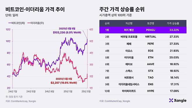 가상자산 가격 추이. /쟁글 제공