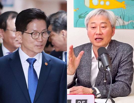 왼쪽부터 고용노동부 장관 시절의 김문수 국민의힘 제 21대 대선후보, 친한(親한동훈)계 김근식 국민의힘 서울 송파병 당협위원장.<연합뉴스 사진·유튜브 'UNDER 73 STUDIO' 영상 갈무리>