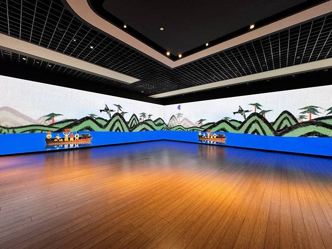 뉴욕 아트위크에 맞춰 뉴욕한국문화원에서 개막한 장욱진 'Eternal Home'의 미디어 월. /김보라 기자