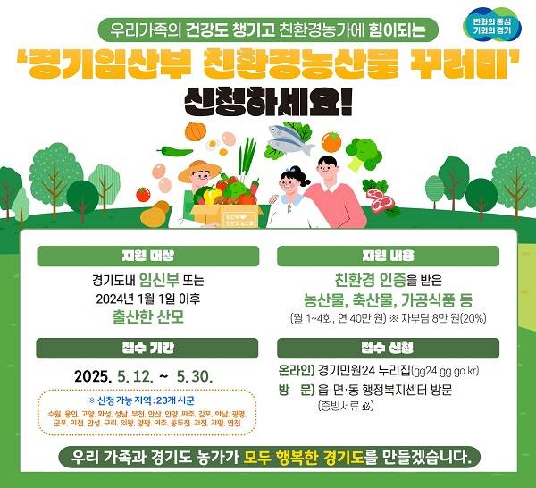 ▲ '경기임산부 친환경농산물' 지원 사업 안내문 ⓒ경기도