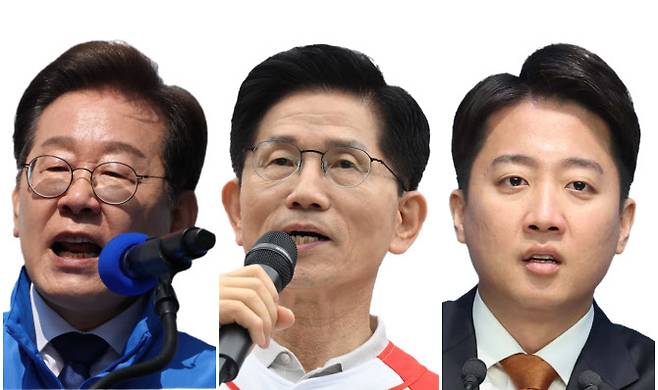 (왼쪽부터) 이재명 더불어민주당 후보, 김문수 국민의힘 후보, 이준석 개혁신당 후보. (사진=이데일리DB)