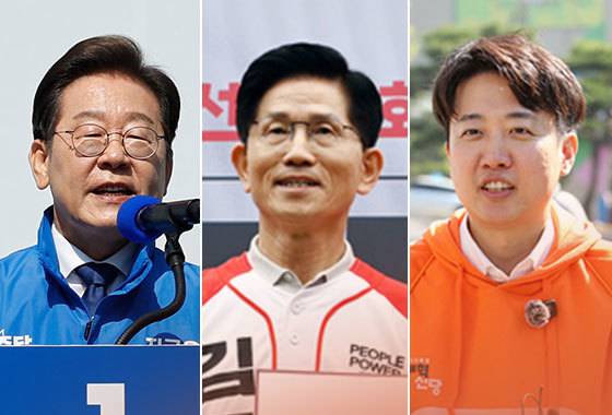 (왼쪽부터) 이재명 더불어민주당·김문수 국민의힘·이준석 개혁신당 대통령 후보. ⓒ News1 윤주희 디자이너