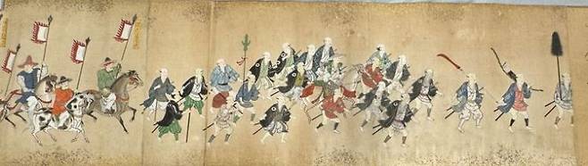 조선통신사행렬회권(朝鮮通信使行列繪卷) 에도시대, 종이에 채색, 사가현립나고야성박물관.