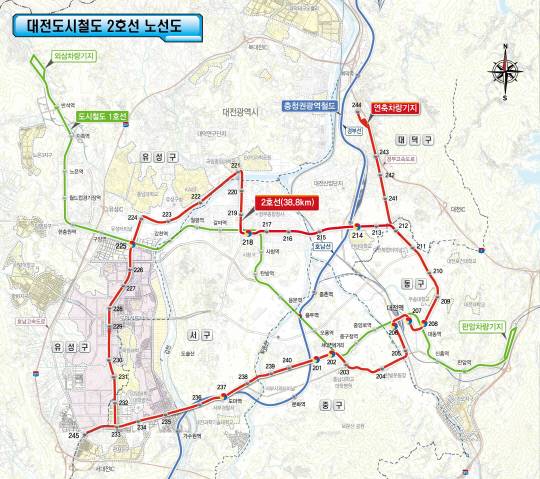 대전 도시철도 2호선 트램 노선도. 대전시 제공