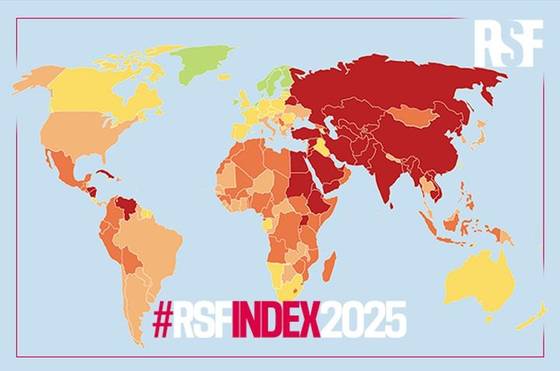 국경없는기자회(RSF)가 2일(현지 시간) 발간한 '2025 세계 언론 자유 지수 보고서' 사진 홈페이지 캡처