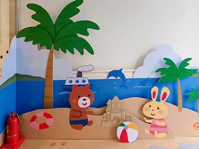 도토리하우스 내부 병동 인테리어 현장 사진(여름) / 사진=한화호텔앤드리조트